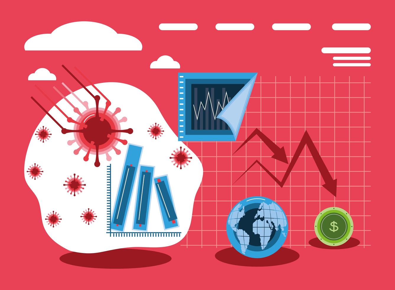 impacto covid 19 economía vector