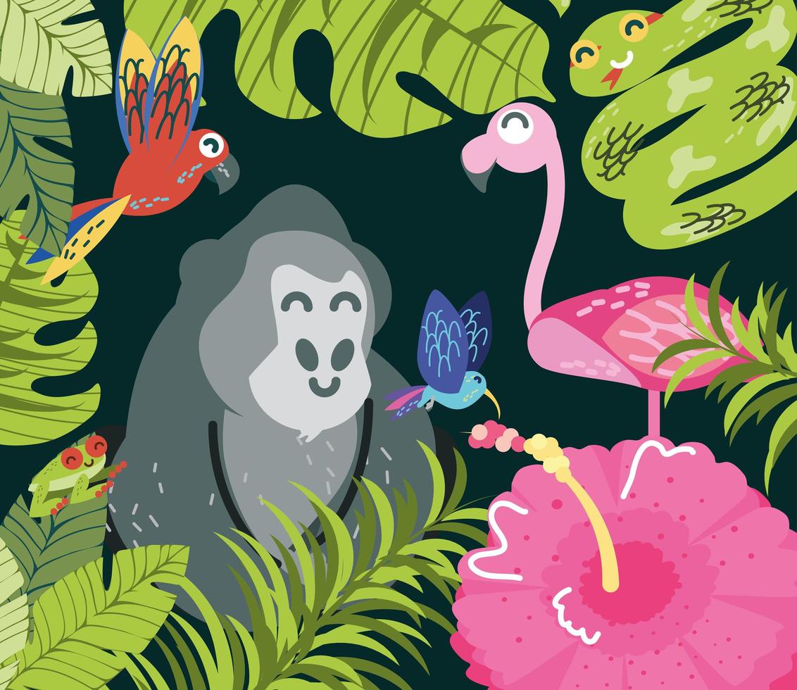 tropical jungle animals vector