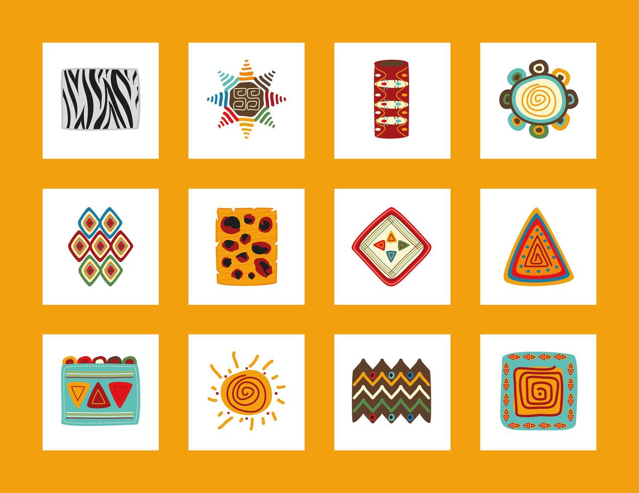 african art icons vector
