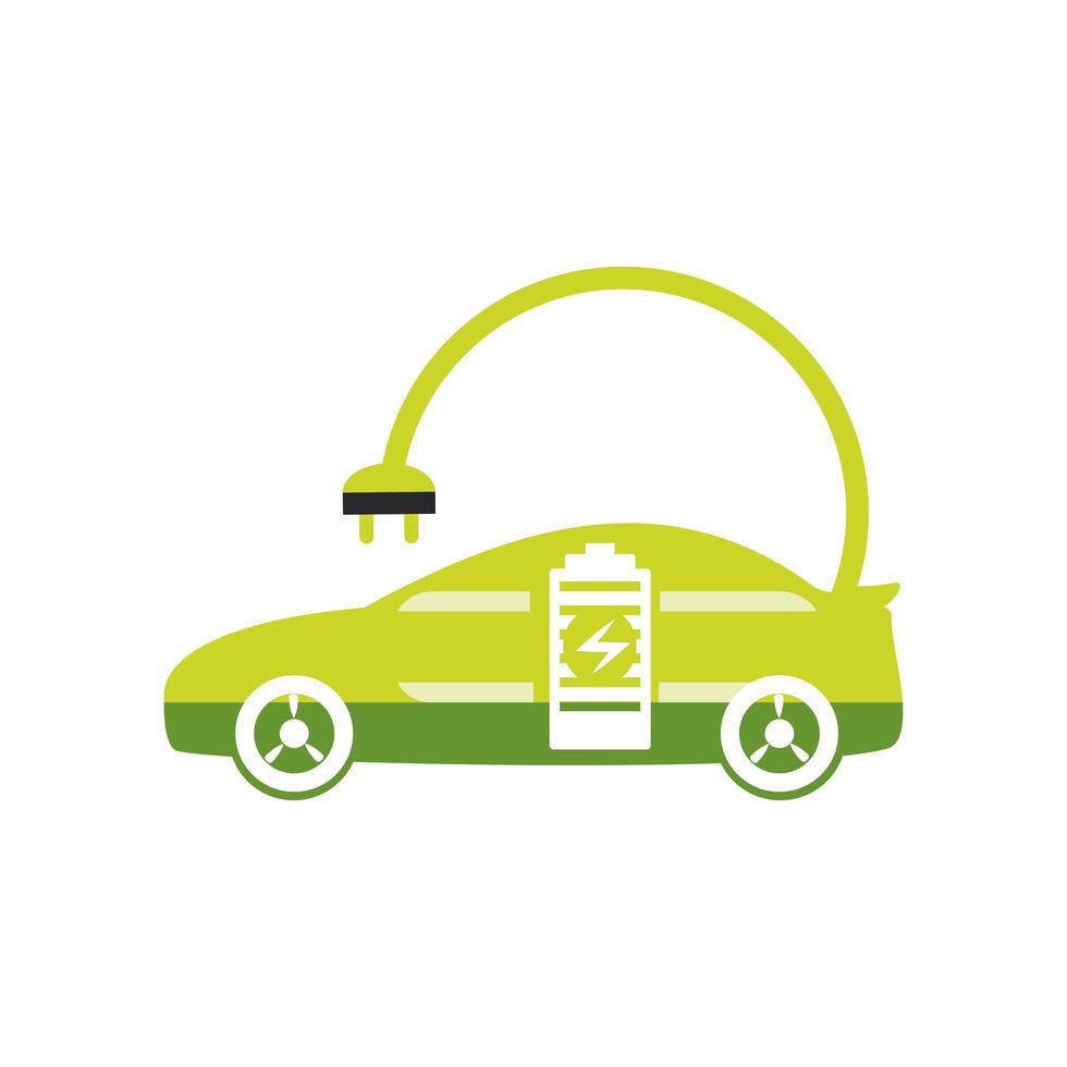 green electric car charge cable and plug vector