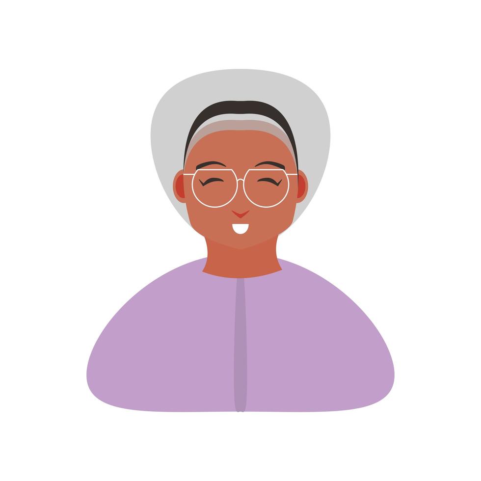 Lindo personaje de abuela anciana en estilo de dibujos animados fondo blanco vector