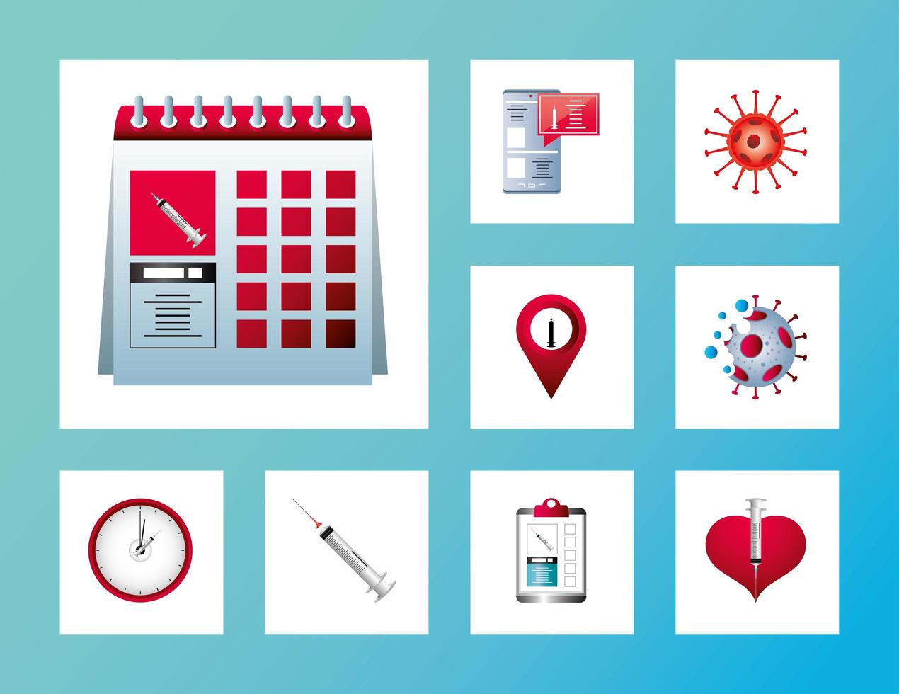 world vaccine covid 19 coronavirus schedule time clock syringe report icons vector