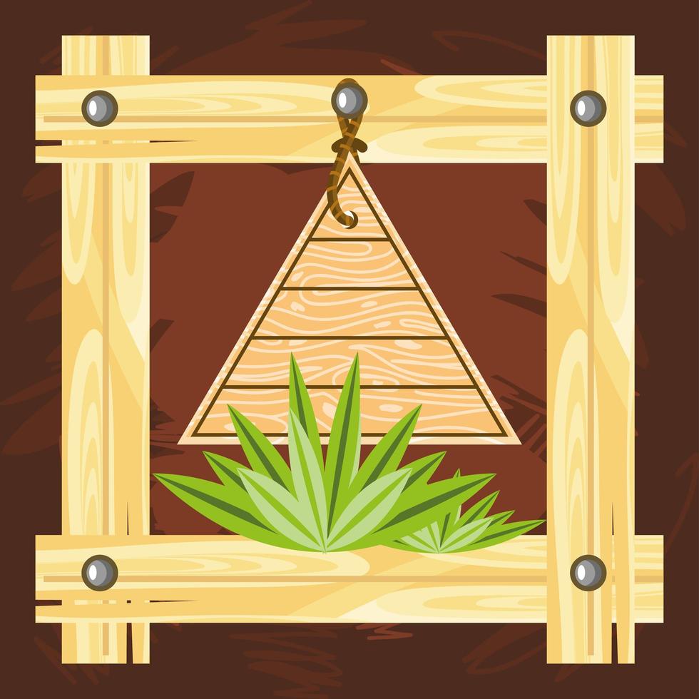 wooden triangle frame vector