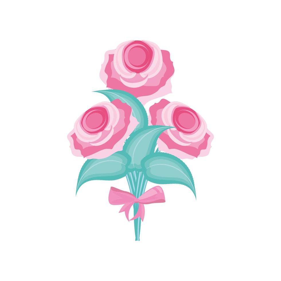 bouquet flowers bow vector