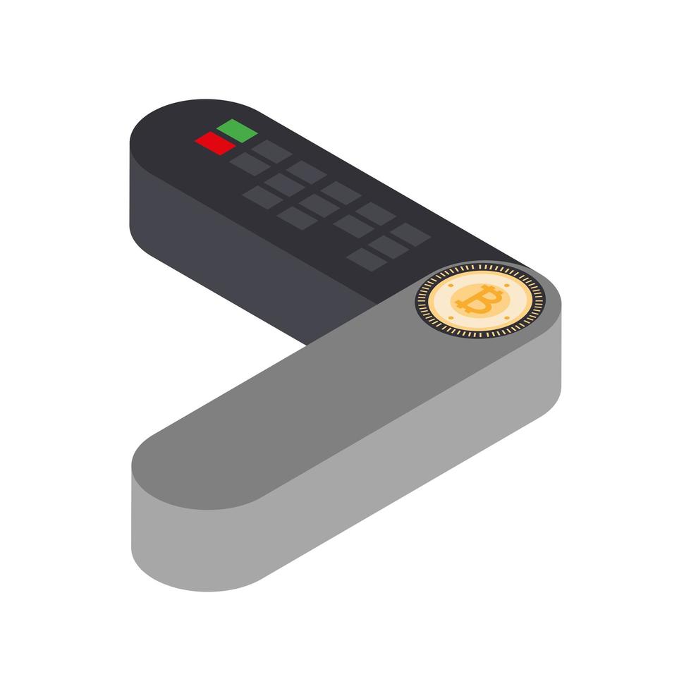 bitcoin, dinero digital, isométrico vector