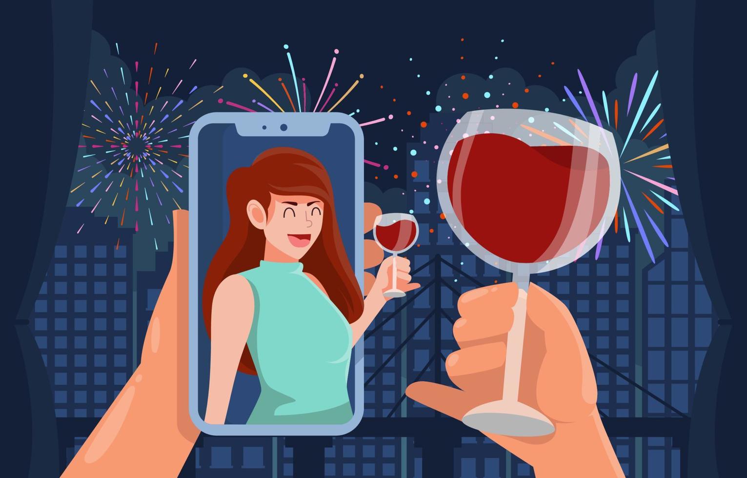 Celebrate New Year with Video Call vector