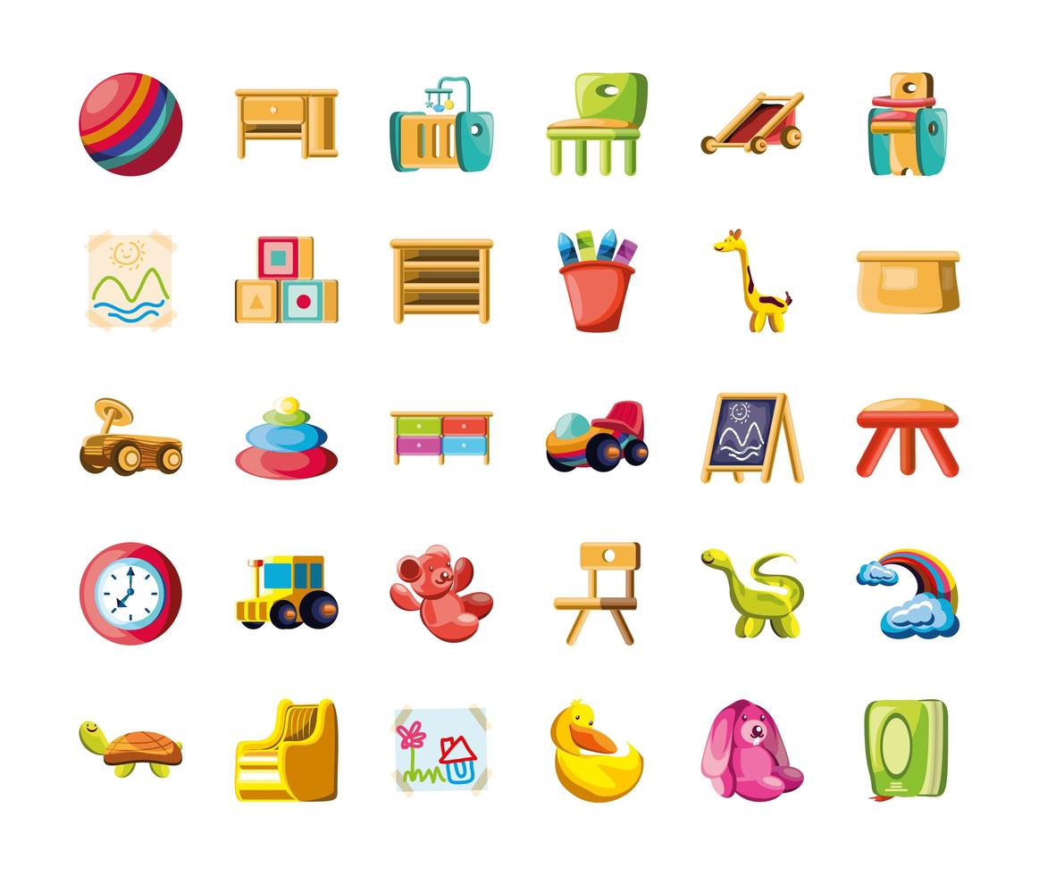 kids toys collection vector