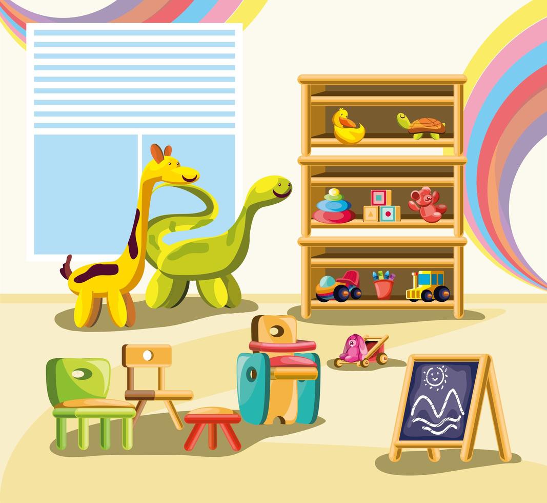 nursery interior toys vector