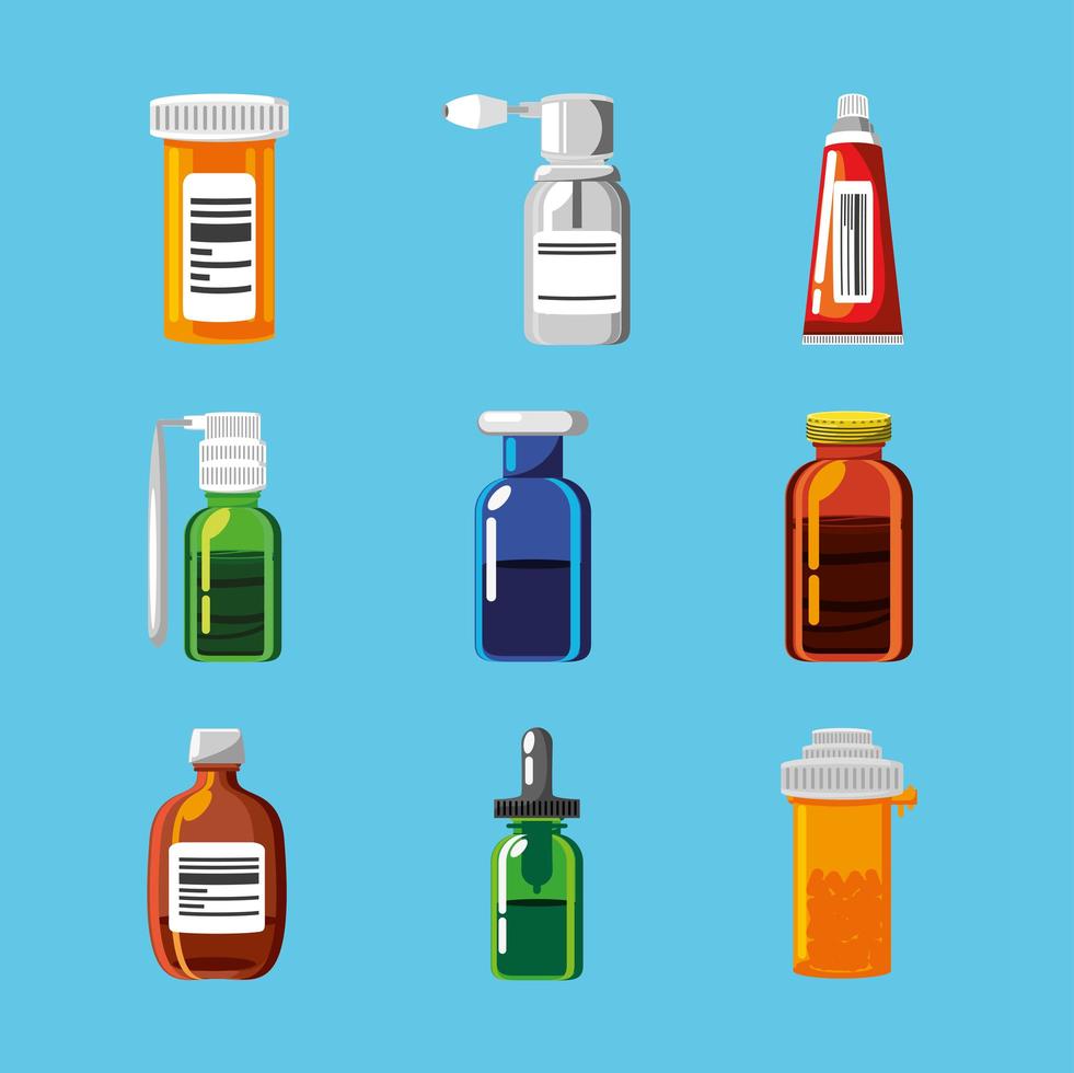 conjunto de productos medicinales vector