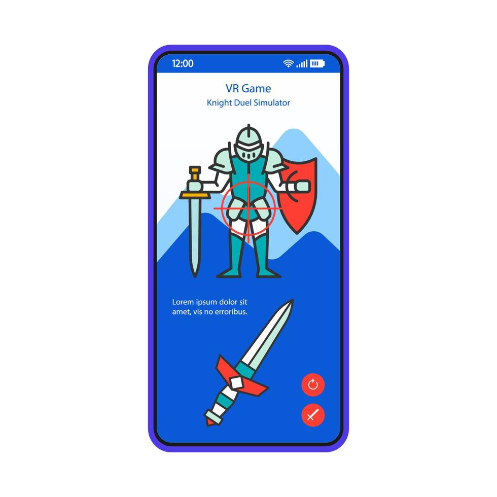 VR game smartphone interface vector template