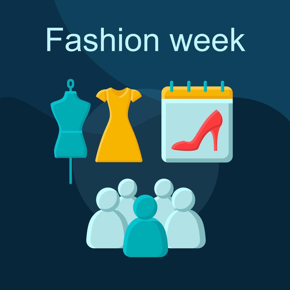 Fashion week flat concept vector icon
