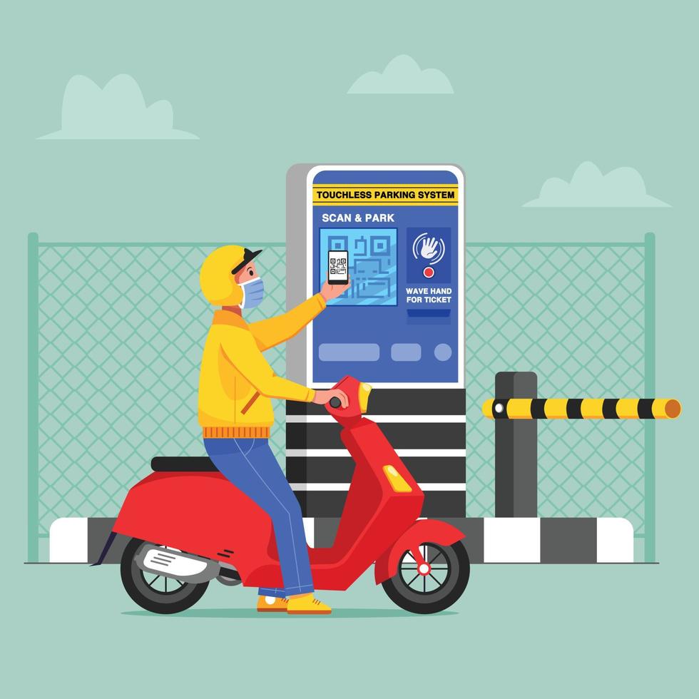 Non Touch Self Service Parking Machine vector