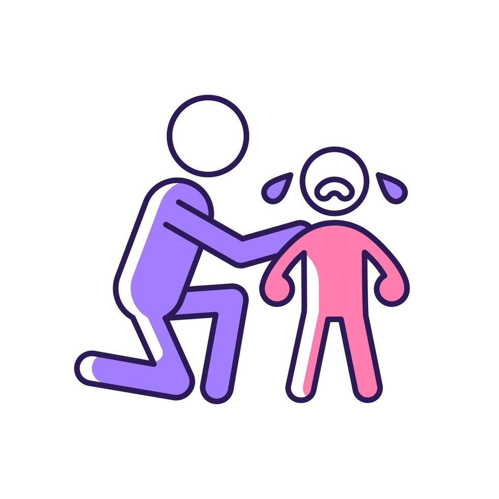 reconfortante niño llorando icono de color rgb vector