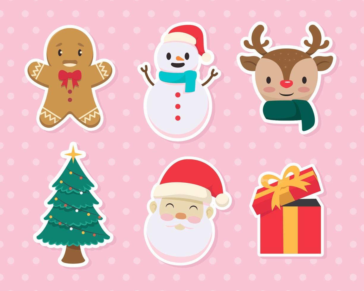 Christmas Element in Sticker Set vector