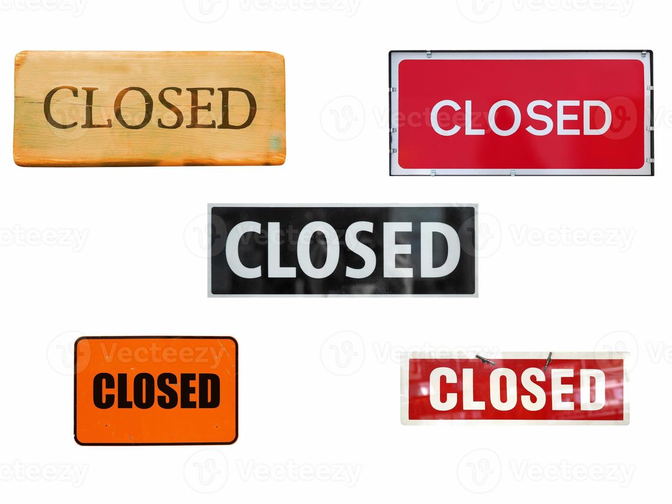 Closed signs isolated over white photo