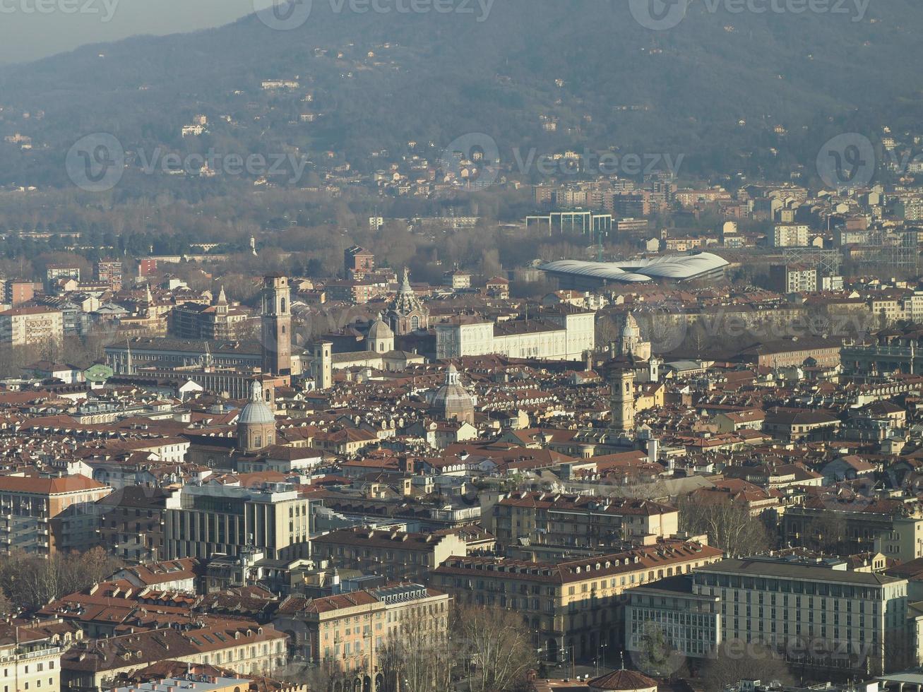 vista aérea del centro de la ciudad de turín foto