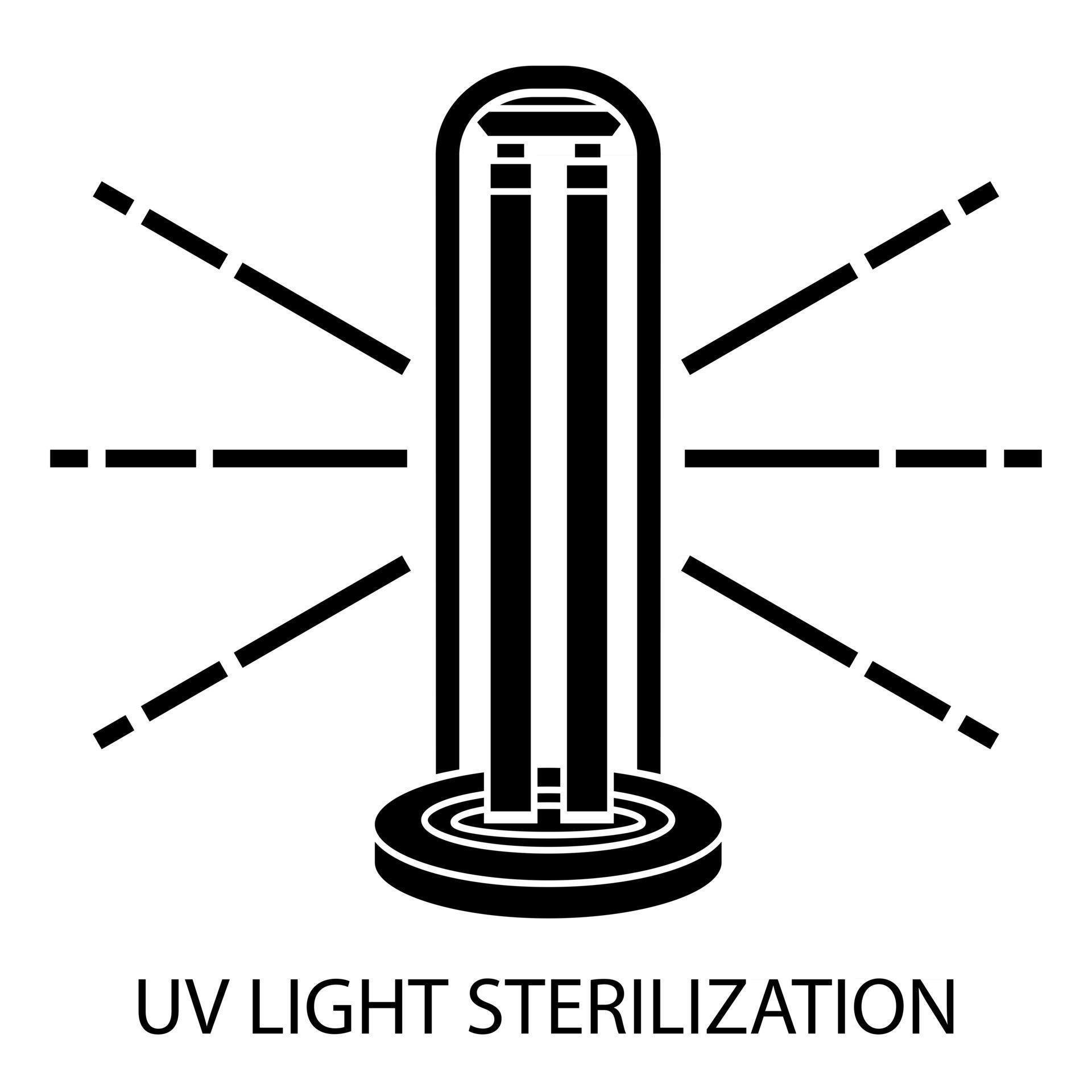 UV light disinfection glyph icon. Ultraviolet light sterilization of