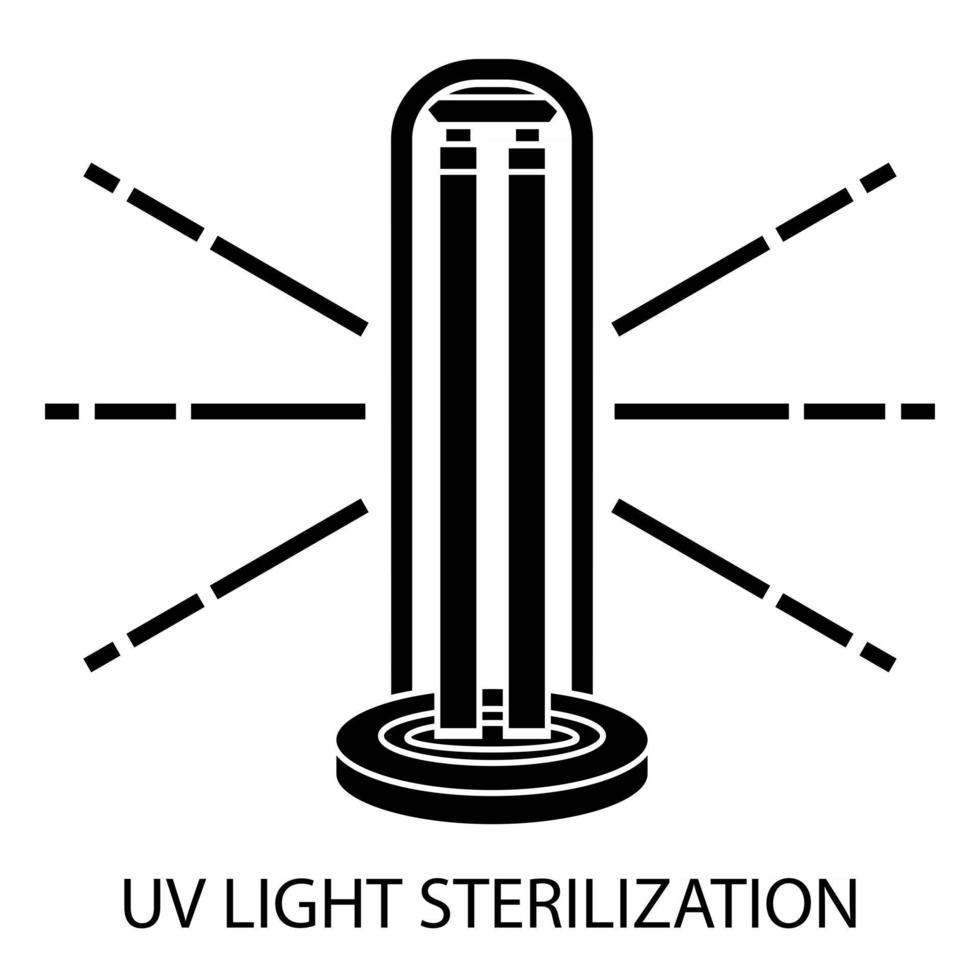 icono de glifo de desinfección de luz ultravioleta. esterilización de aire y superficies con luz ultravioleta. irradiación germicida ultravioleta. limpieza de superficies, procedimiento de descontaminación médica. vector