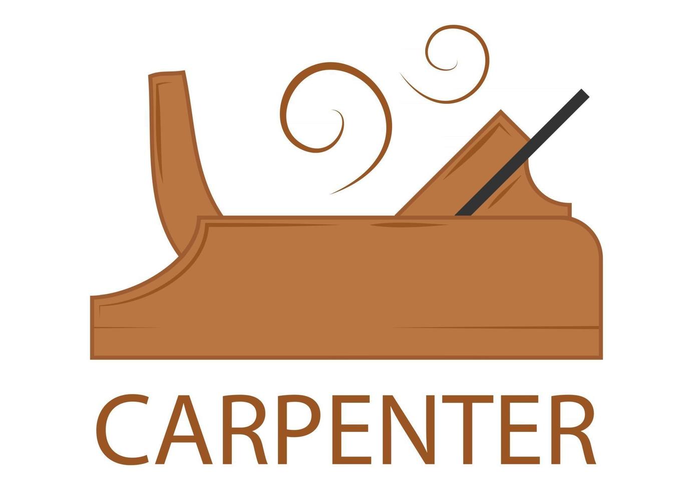 Illustration of a planer. Woodworking logo design, creative carpentry typography emblem. Workshop for service and repair of wooden products vector