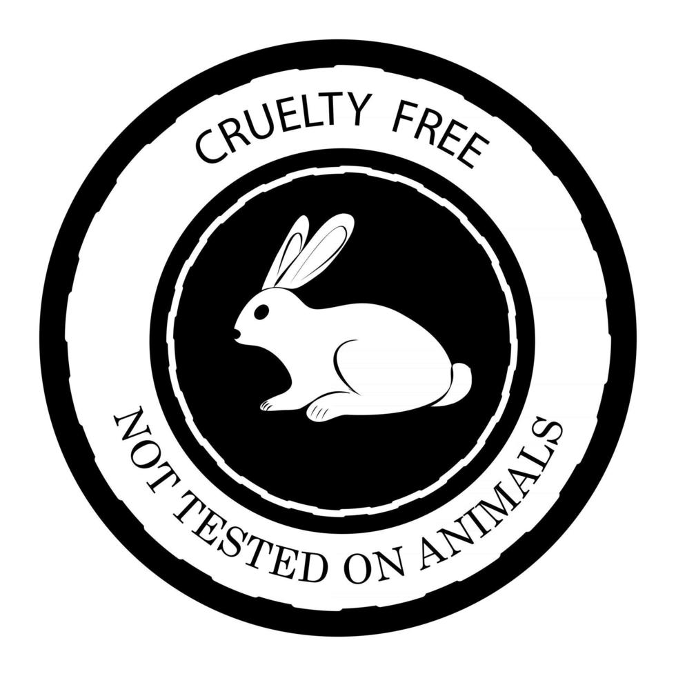 libre de crueldad. símbolo de conejo con letras libres de crueldad alrededor vector