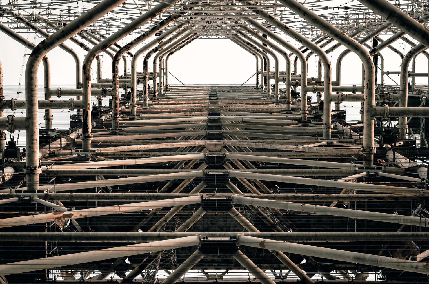 Pripyat, Ukraine, 2021 - Radio tower worm's eye view in Chernobyl photo
