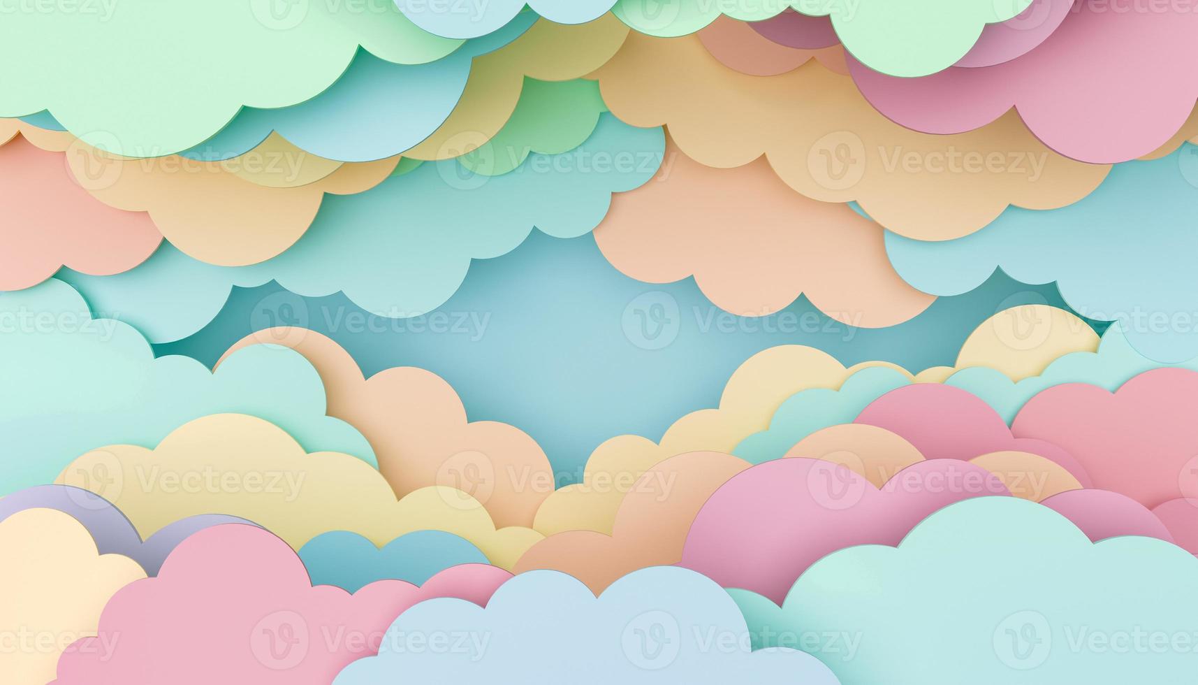 childish background of colorful flat clouds photo