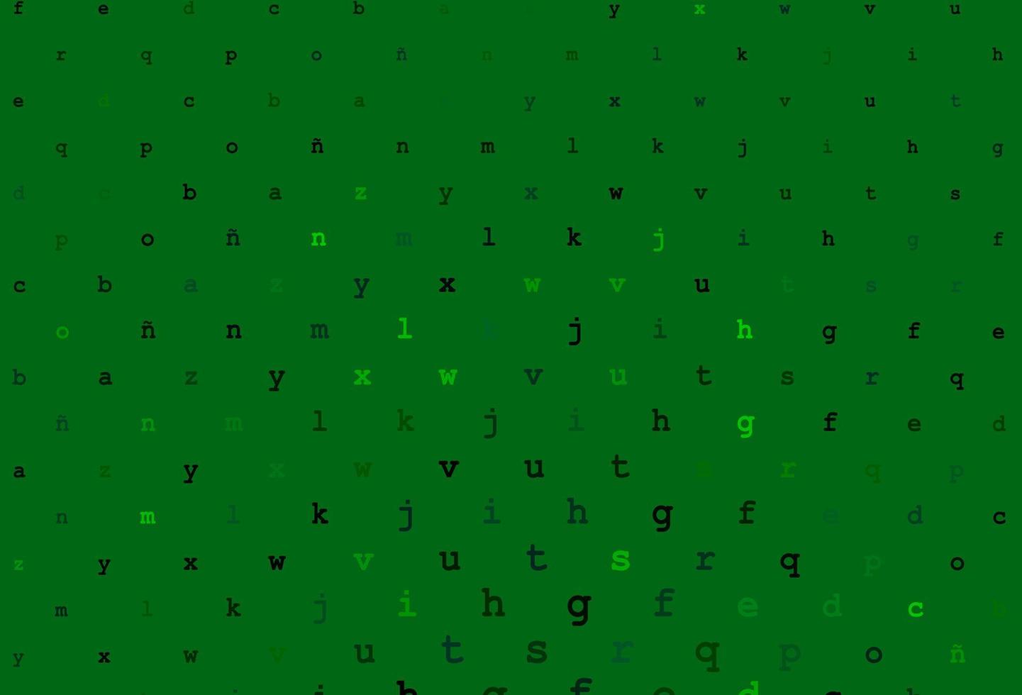 Dark green vector layout with latin alphabet.