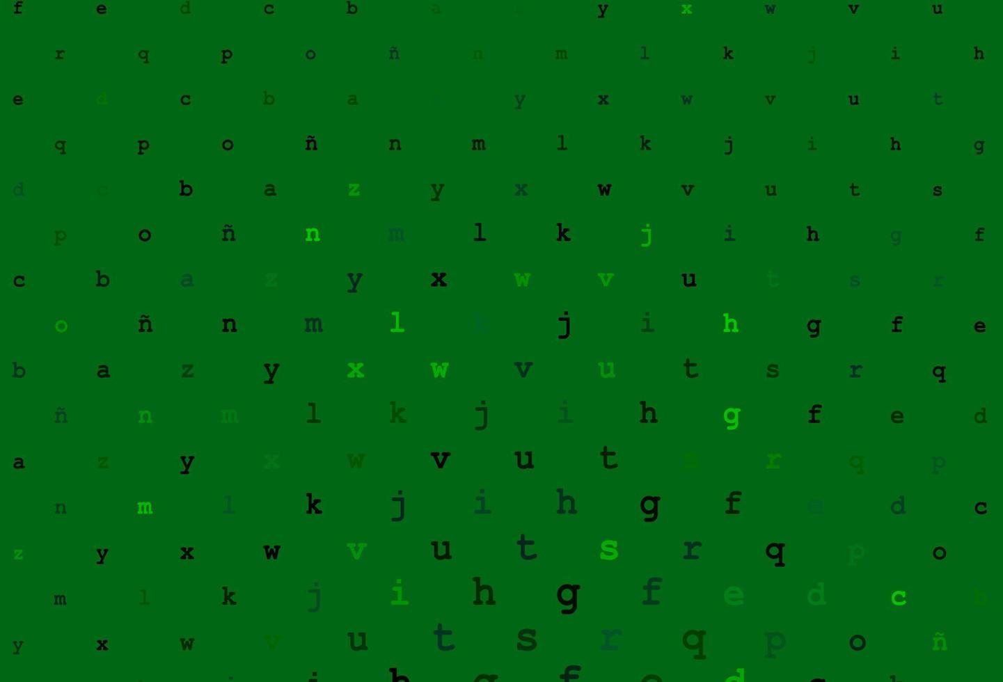 Dark green vector layout with latin alphabet.