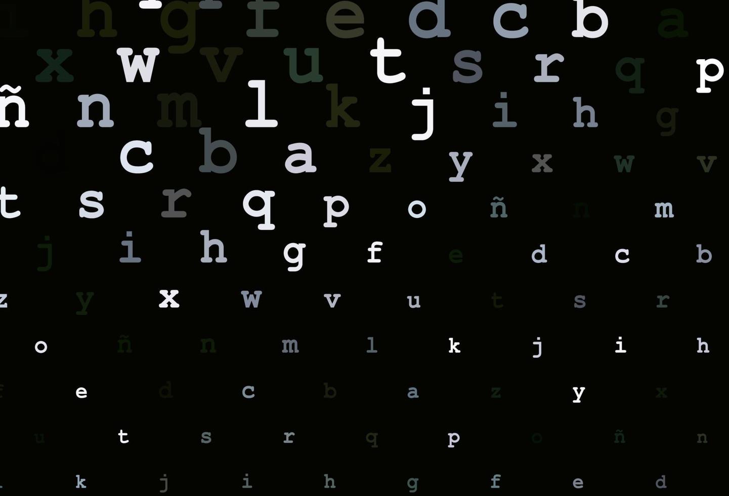 Dark green vector layout with latin alphabet.