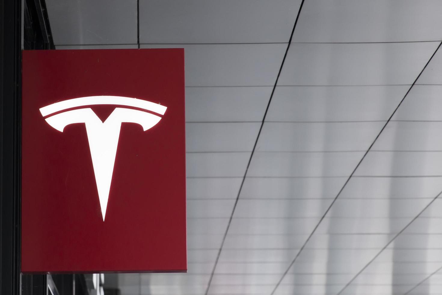 BASEL, SWITZERLAND, SEPTEMBER 24, 2018 - Detail from Tesla store in Basel, Switzerland. It is an American company that specializes in electric automotives founded at 2003. photo