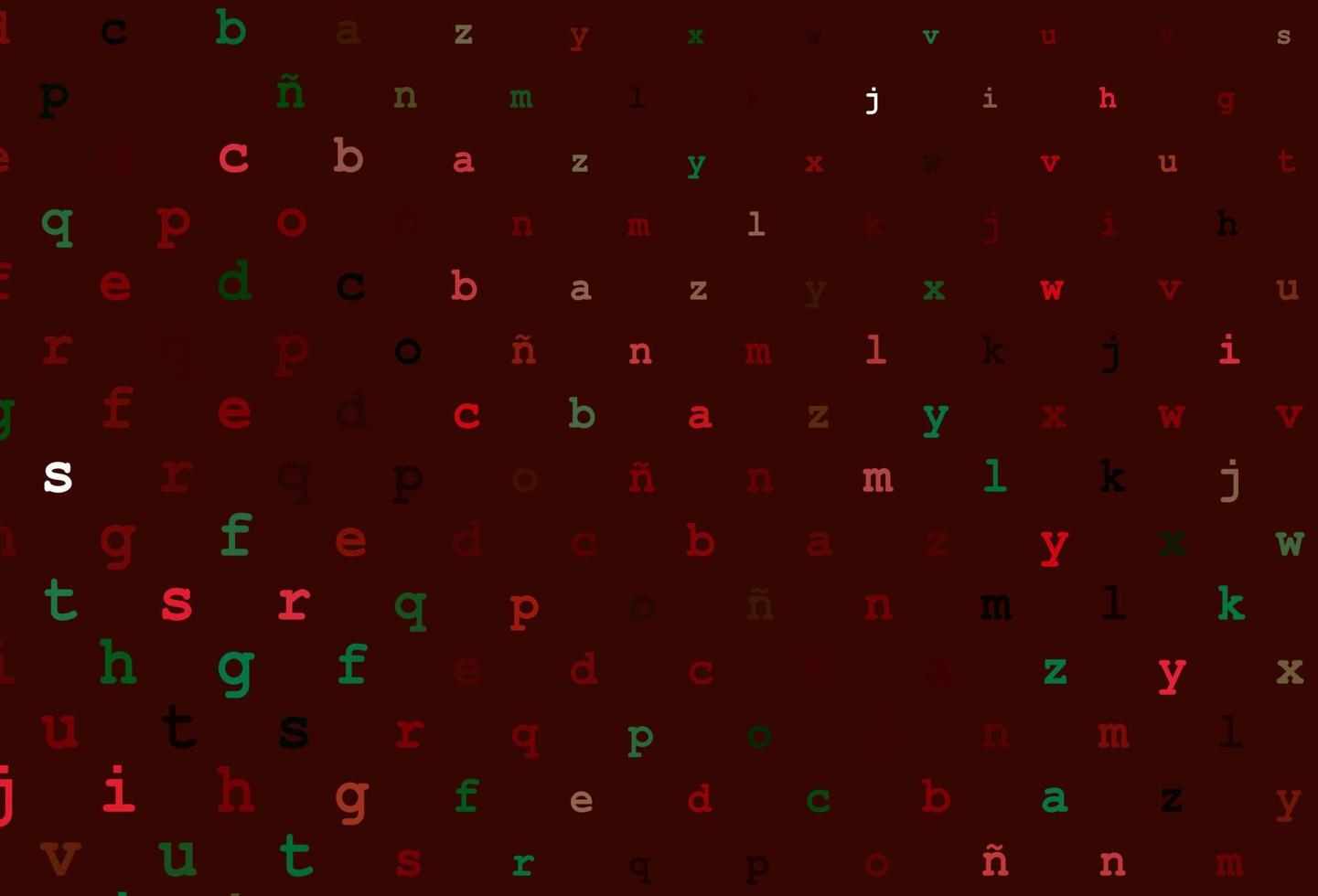 Dark green, red vector layout with latin alphabet.