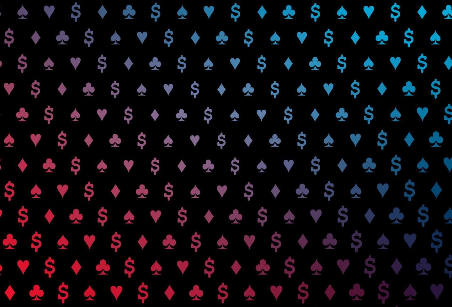 Dark blue, red vector background with cards signs.