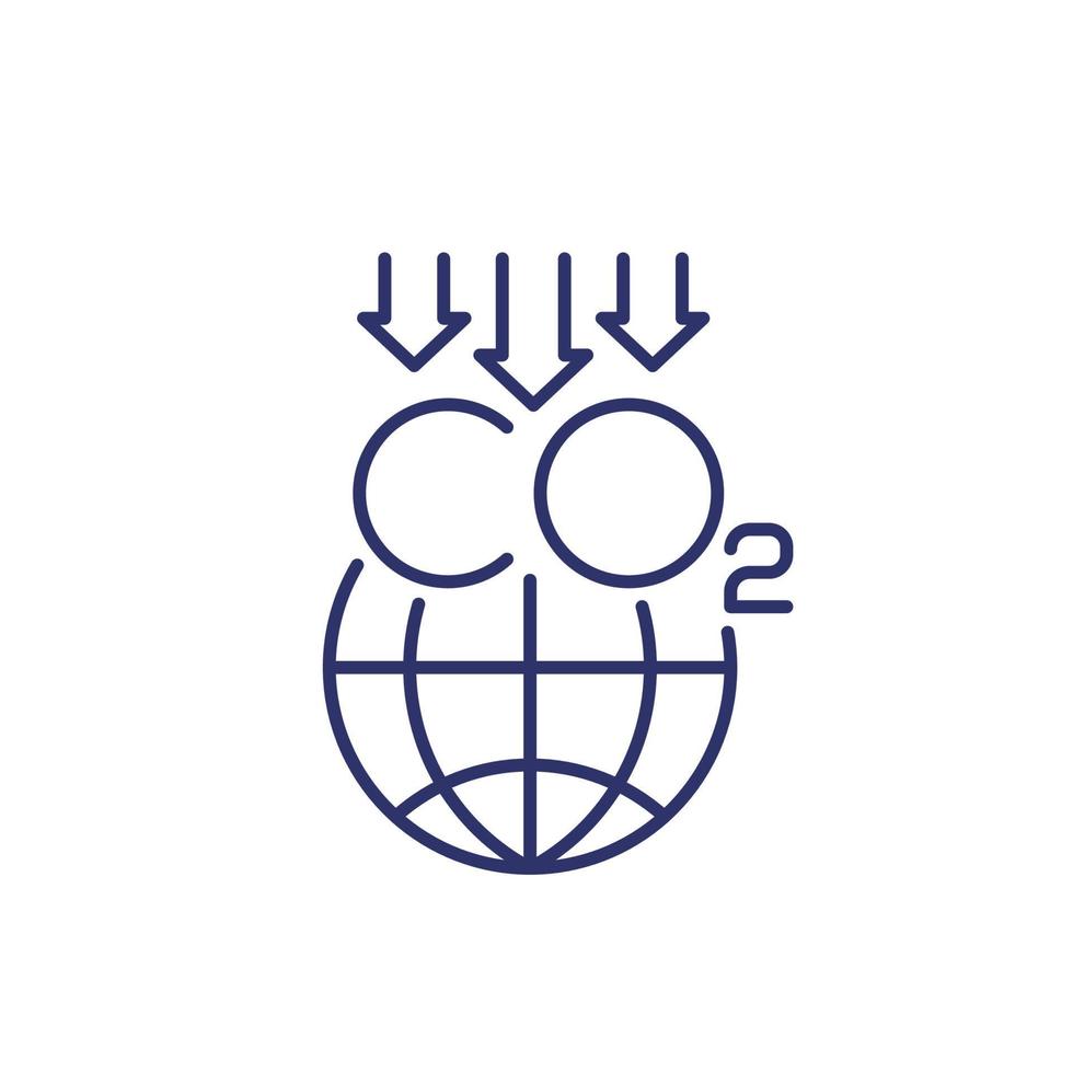 reduce carbon emissions line icon on white vector