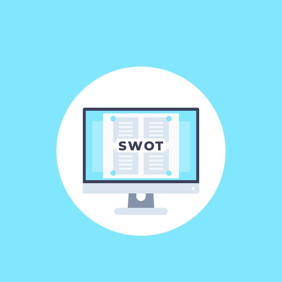 SWOT analysis in computer vector icon