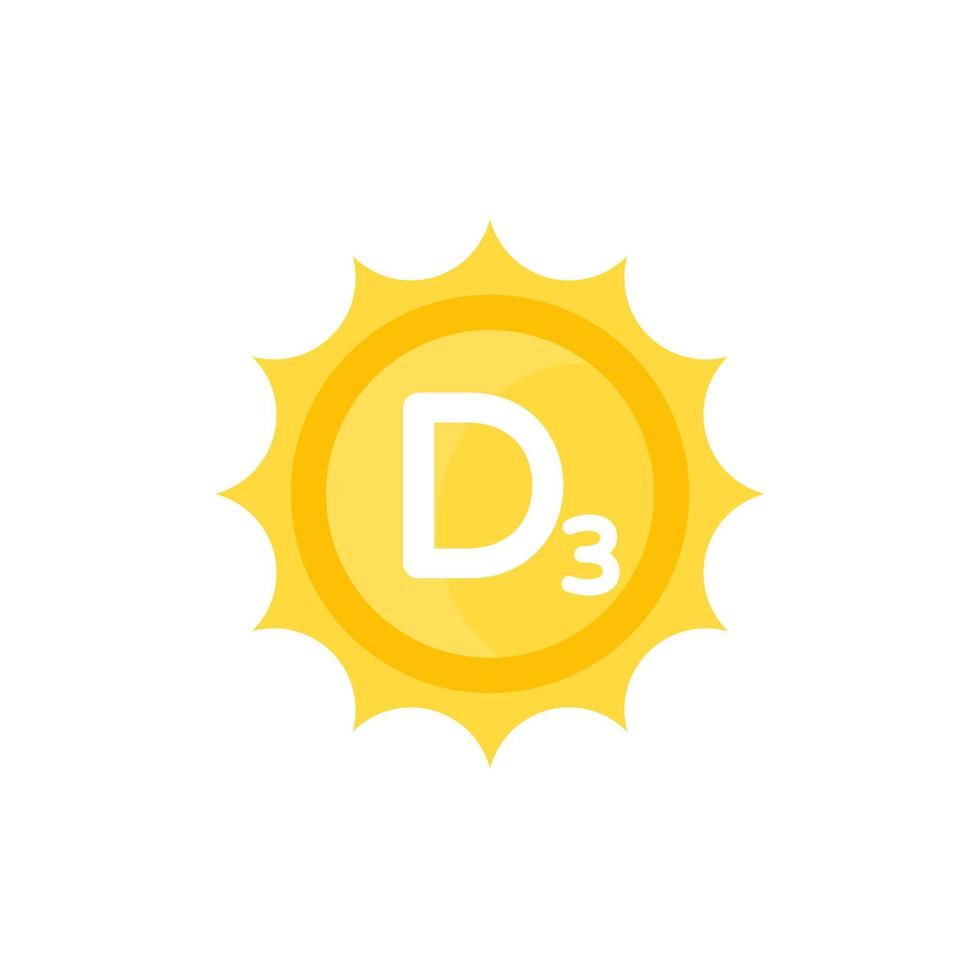 icono de vitamina d3 con sol, vector