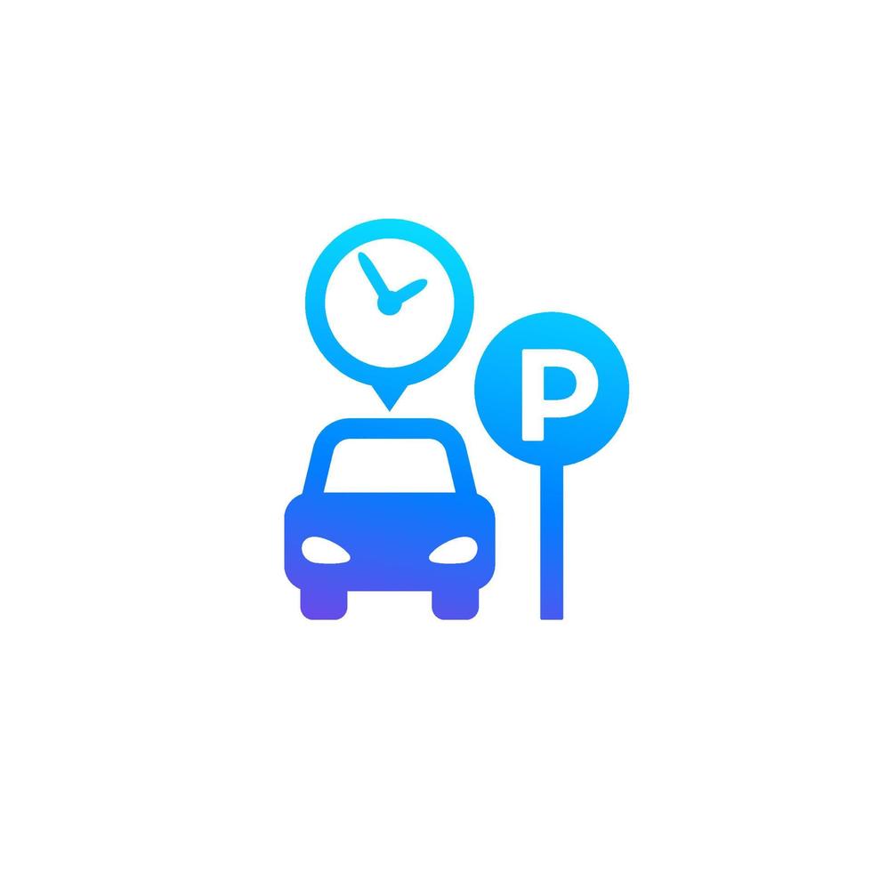 parking lot icon, car and clock vector