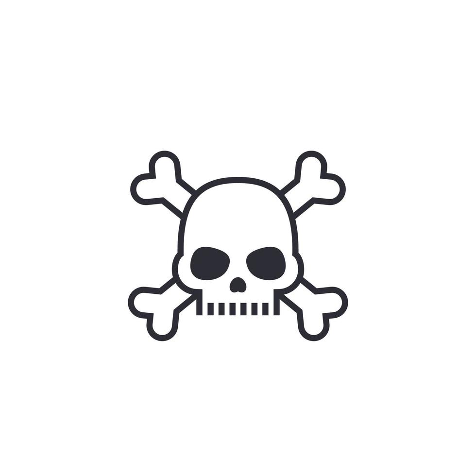 malware, computer virus icon with skull and bones vector