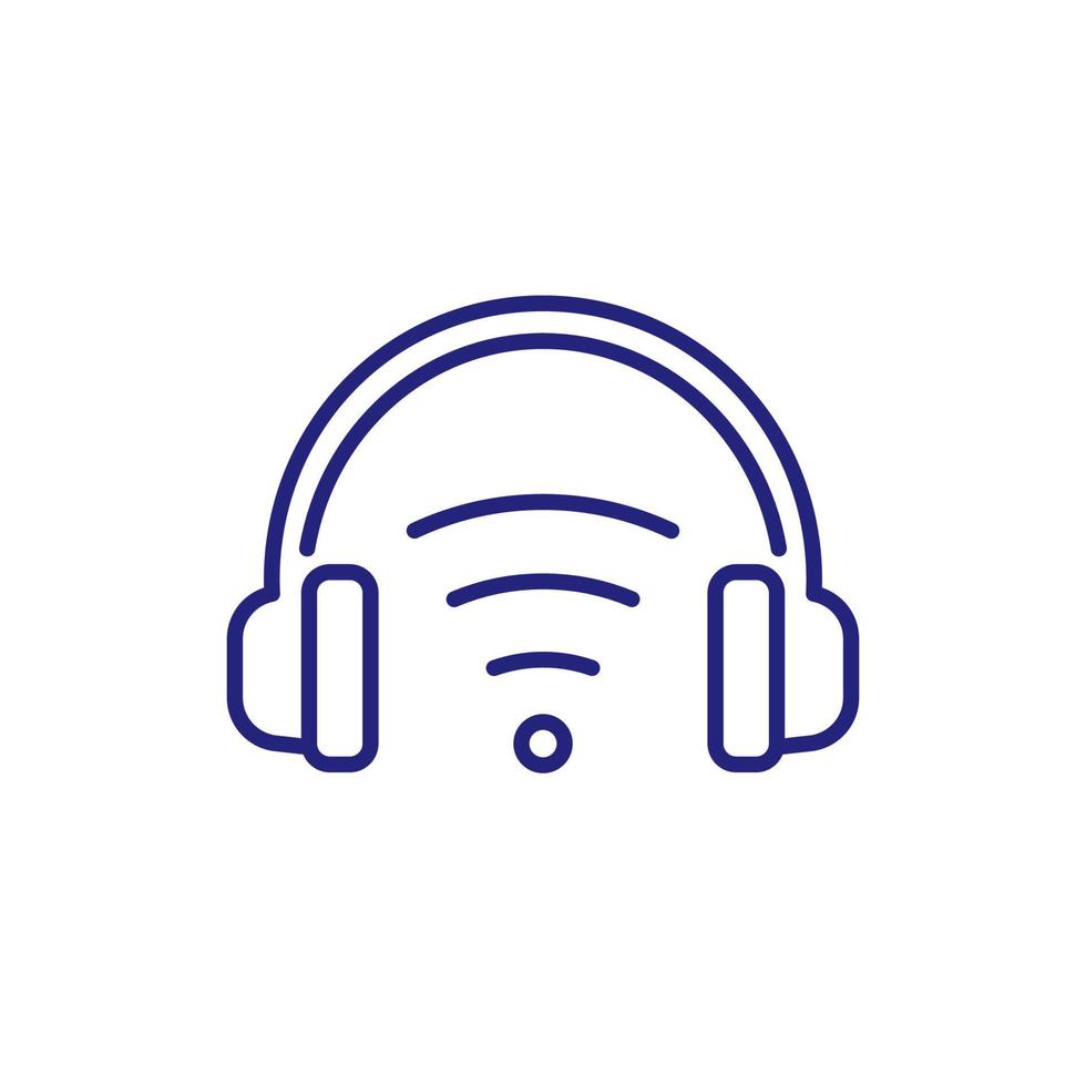 wireless headset, headphones line icon vector