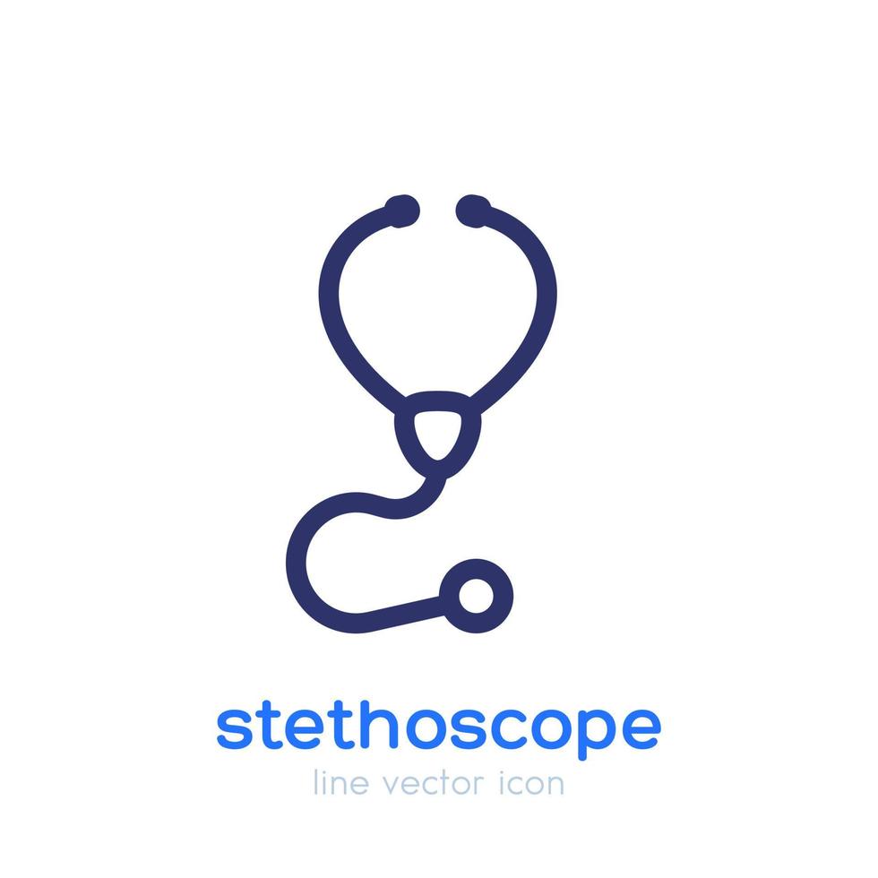 icono de línea de estetoscopio, vector de herramienta de doctor