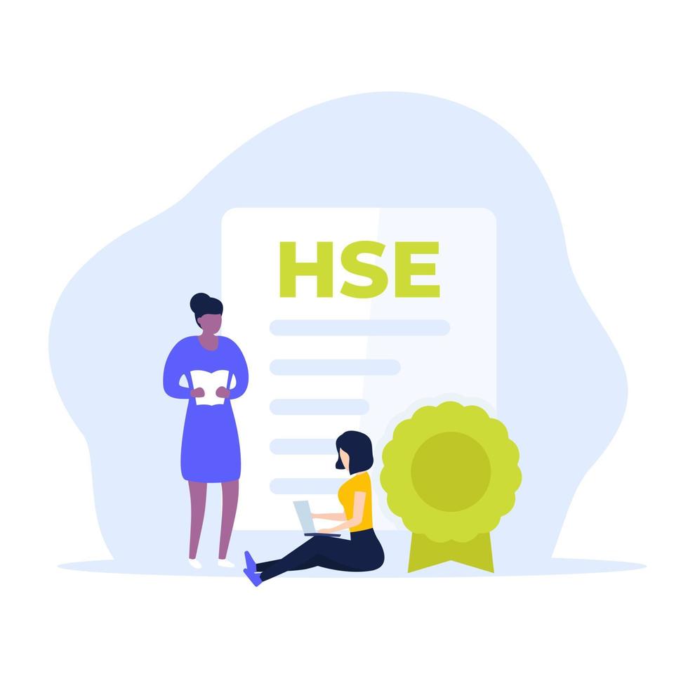 HSE certificate and people, vector