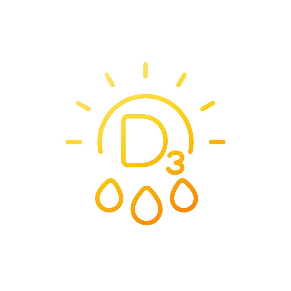 d3 vitamin line icon with a sun vector