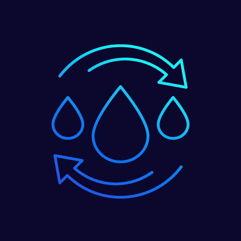 icono de reciclaje de agua, vector de línea delgada