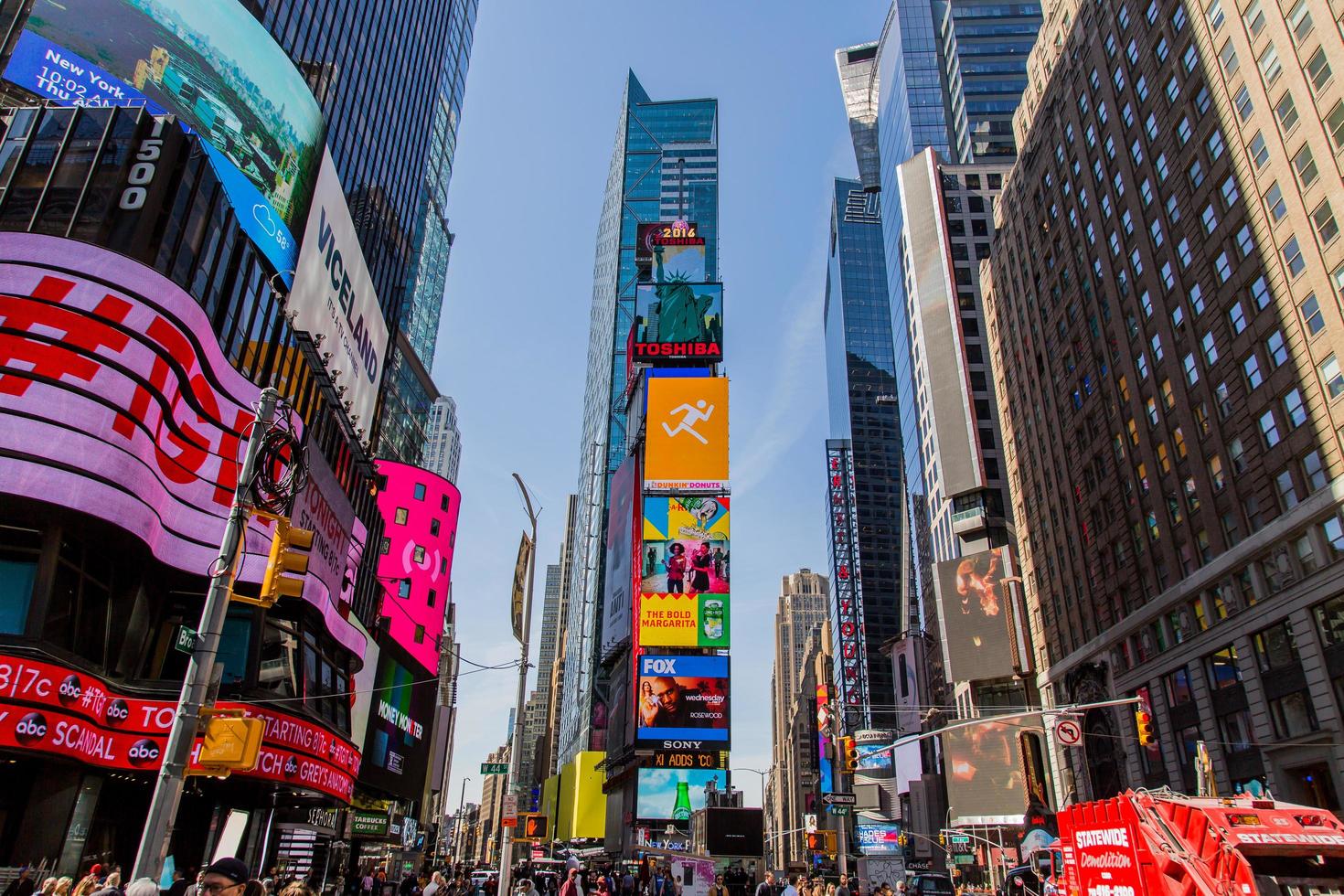 NEW YORK, USA, MAY 7, 2016 - Unidentified people on the Times Square, New York. Times Square is the most popular tourist location in New York City. photo