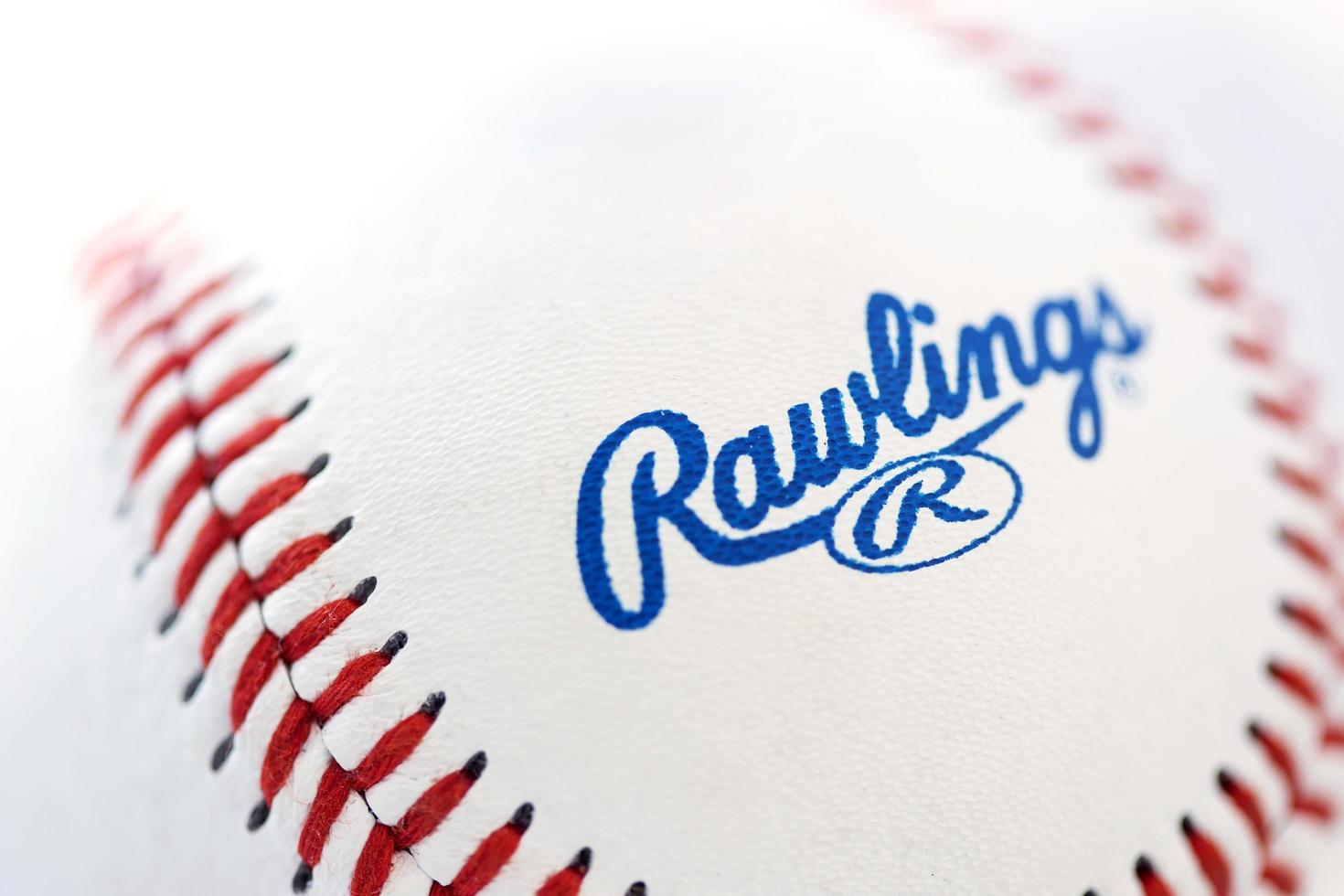BELGRADE, SERBIA, NOVEMBER 3, 2017 - Closeup view at the Rawlings baseball ball. Rawlings is a sports equipment company based in the United States founded in 1887. photo