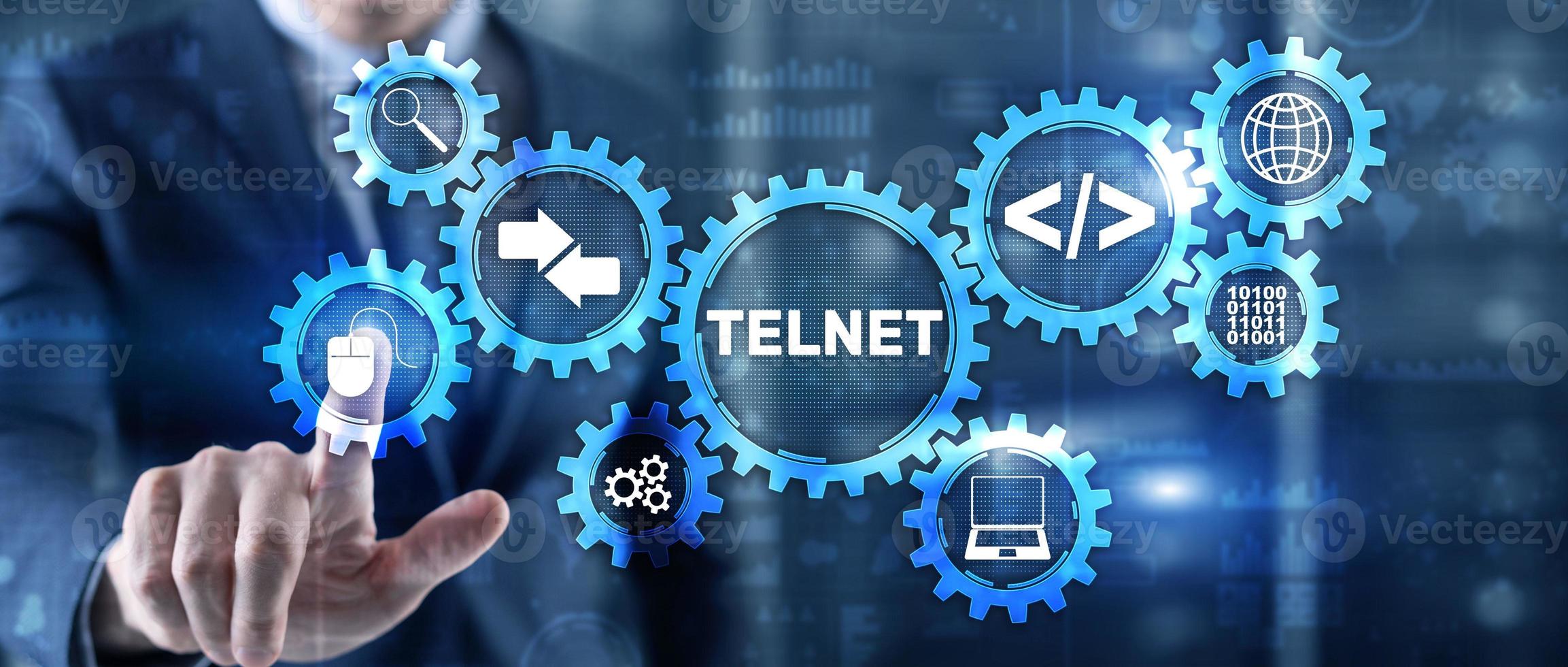 Telnet Virtual terminal client. Internet and Network concept photo