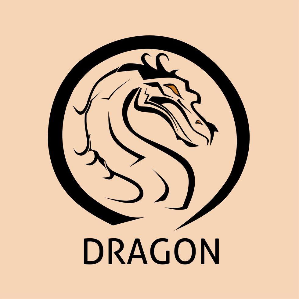 vector illustration of a black dragon surrounded by a good circle for a shirt sticker label banner template