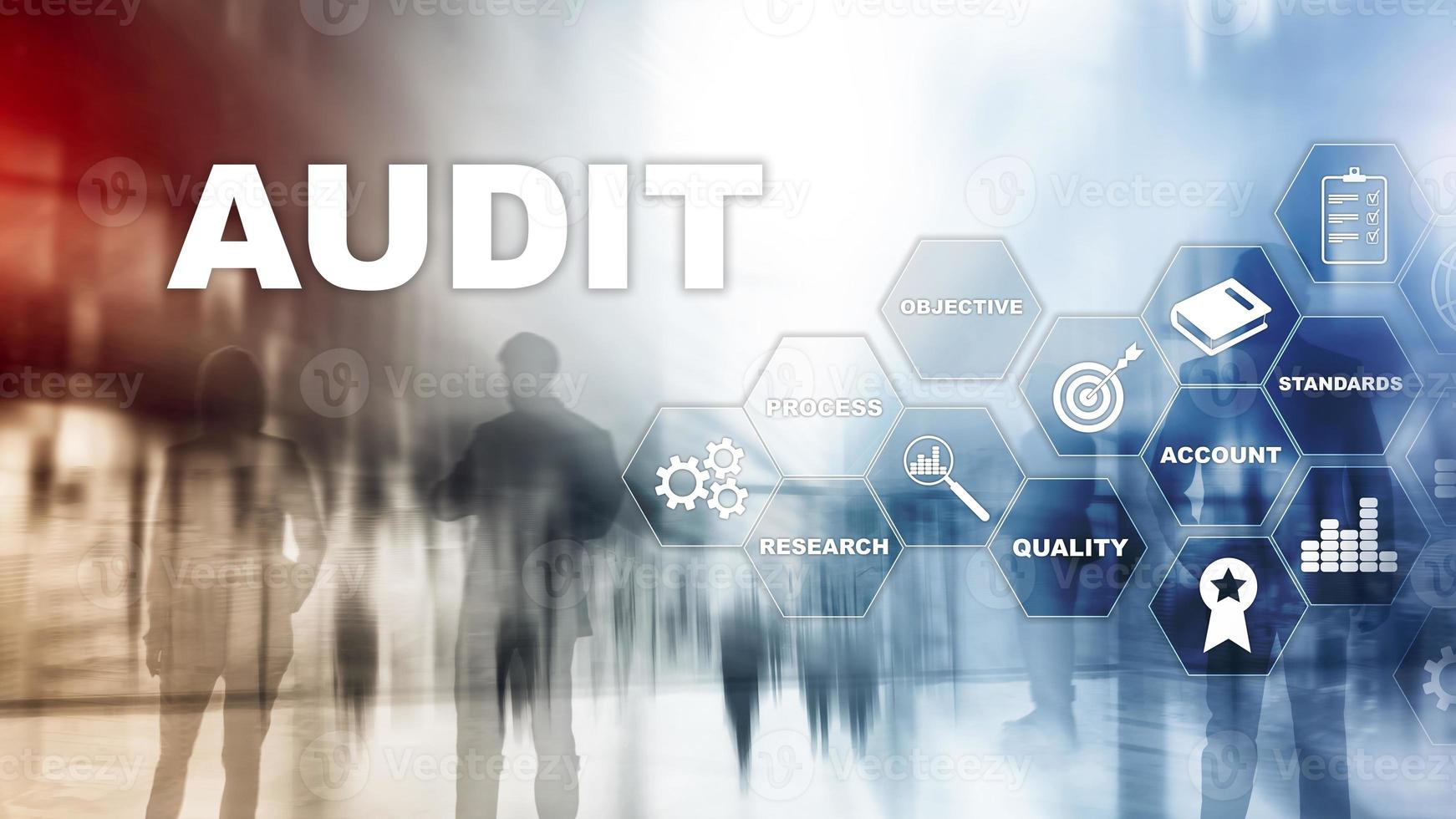 Audit business and finance concept. Analysis Annual Financial Statements, Analyze return on investment. Mixed media abstract background photo