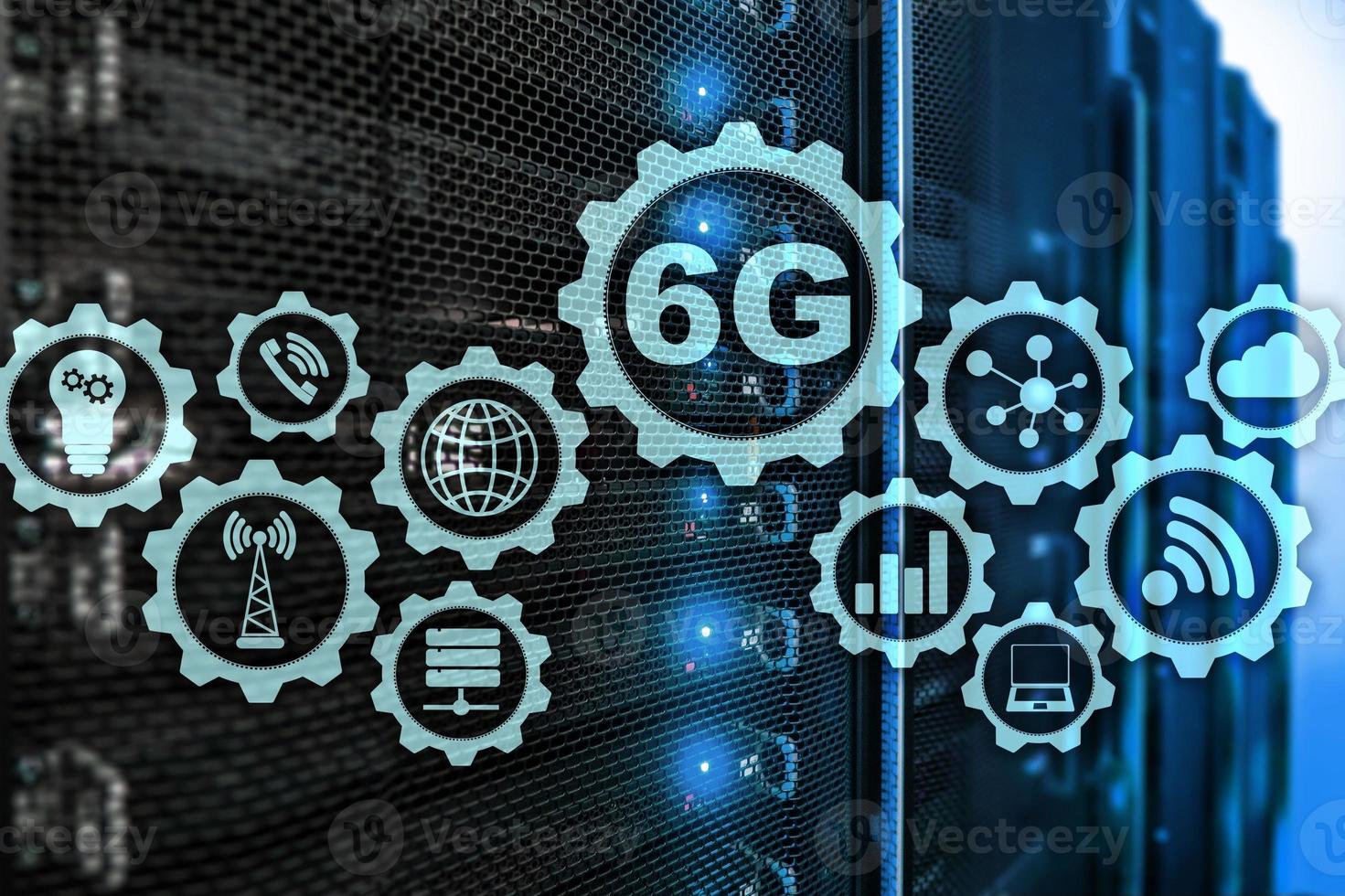 Futura tecnología de comunicaciones rápidas. Concepto de conexión de red 6g. tecnología inalámbrica móvil de alta velocidad foto