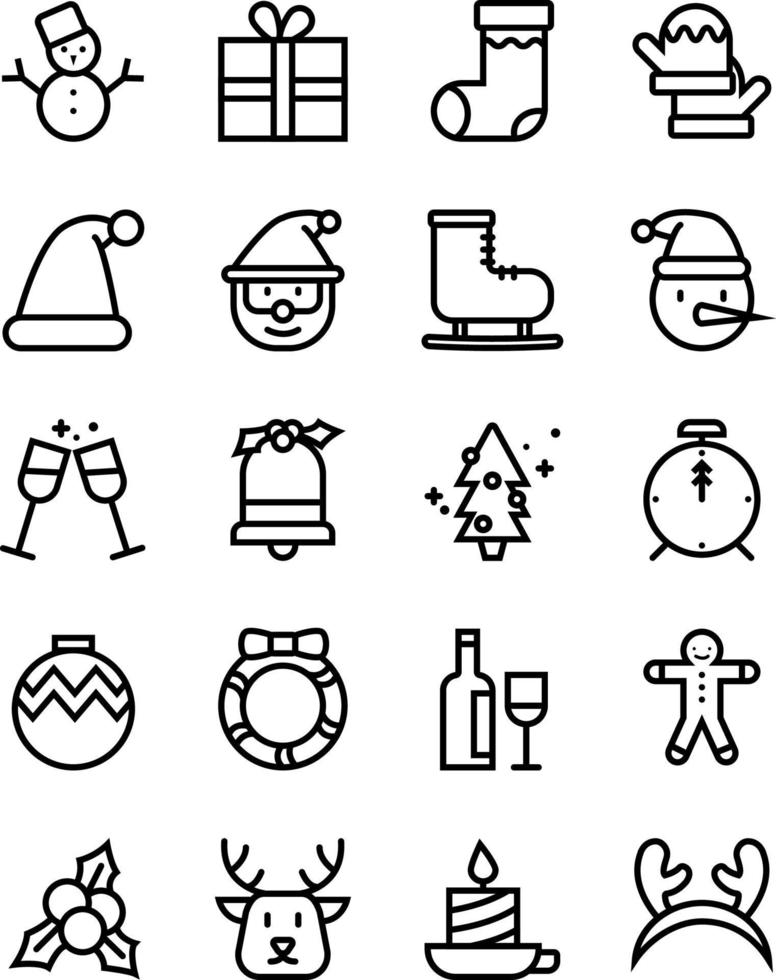 conjunto de iconos de año nuevo de navidad vector