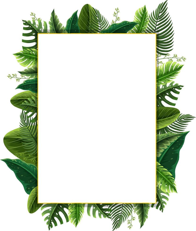 Square frame with tropical green leaves vector